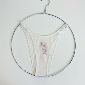 NWT Victoria’s Secret RARE Bridal Rhinestone White Lace Brazilian High Leg Panty
